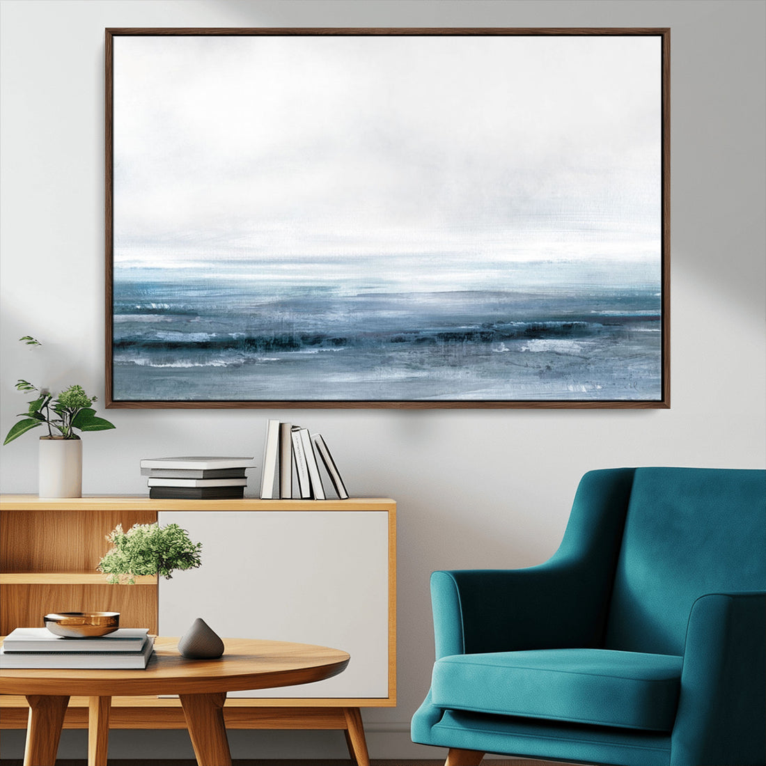 Blue Ocean Abstract Artwork Wall Art Canvas Print
