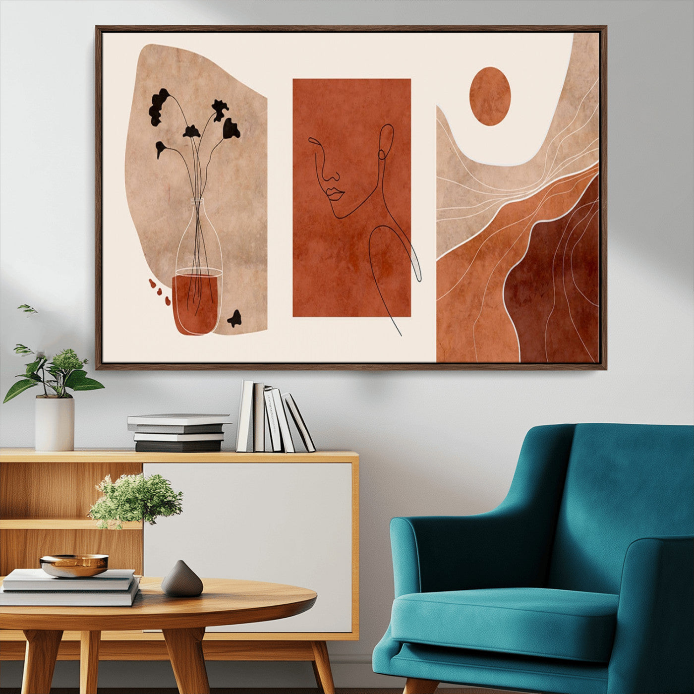 MGV-FC-36X24 - Boho Sunset Mountain Canvas Print, Modern Boho Sunset Mountain Landscape Triptych – Giclée Canvas