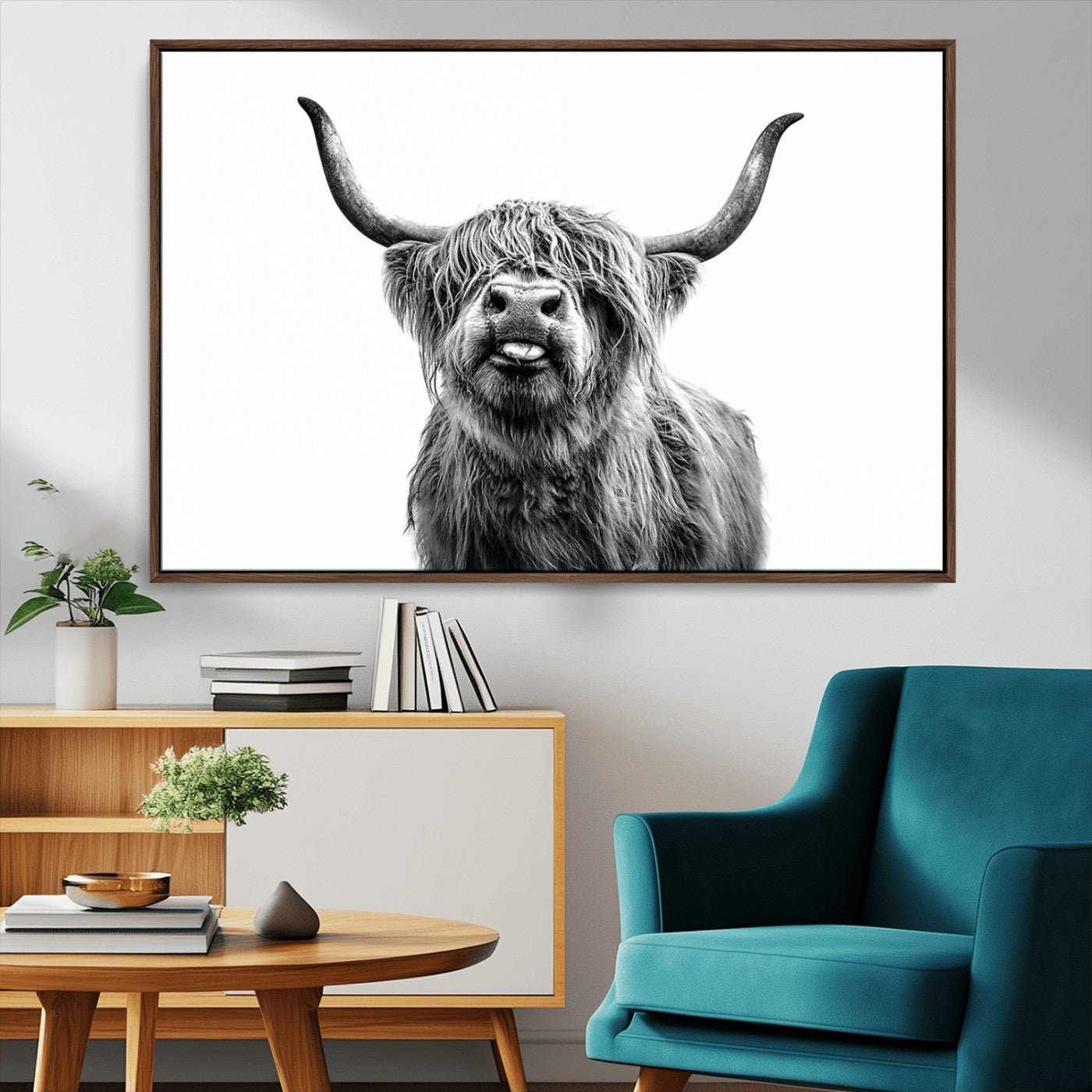 MGV-FC-36X24 - Fanny Scottish Highland Cow Cattle Art Print Farmhouse Wall Art Canvas Print