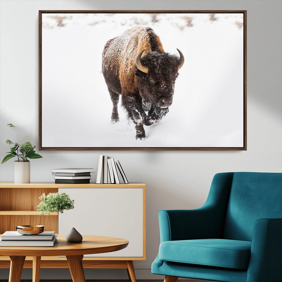Bison Winter Wall Art Canvas Print For Farmhouse Decor