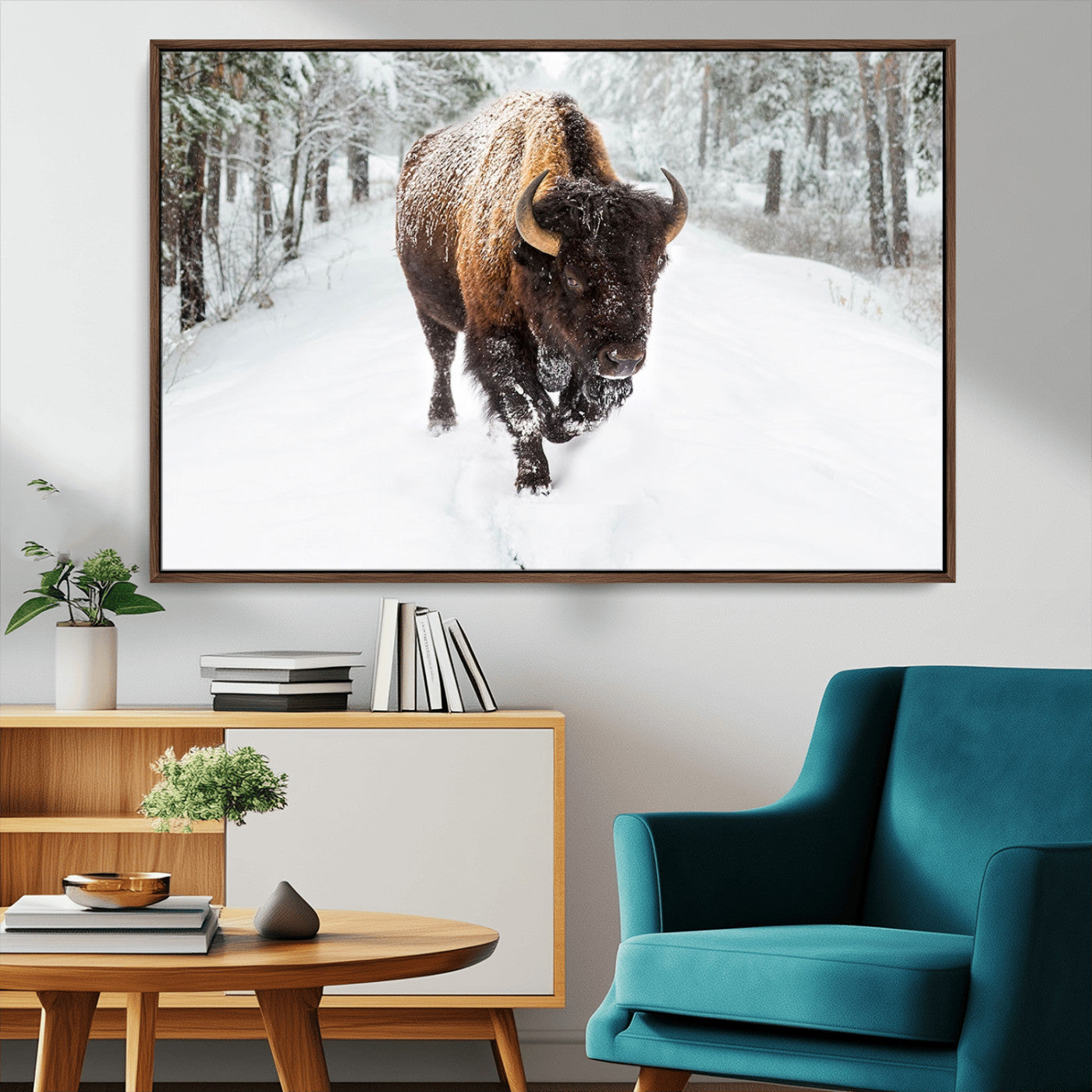 MGV-FC-36X24 - Bison Wall Art Canvas Print For Farmhouse, Animal Canvas Print, Wild Animal Wall Art