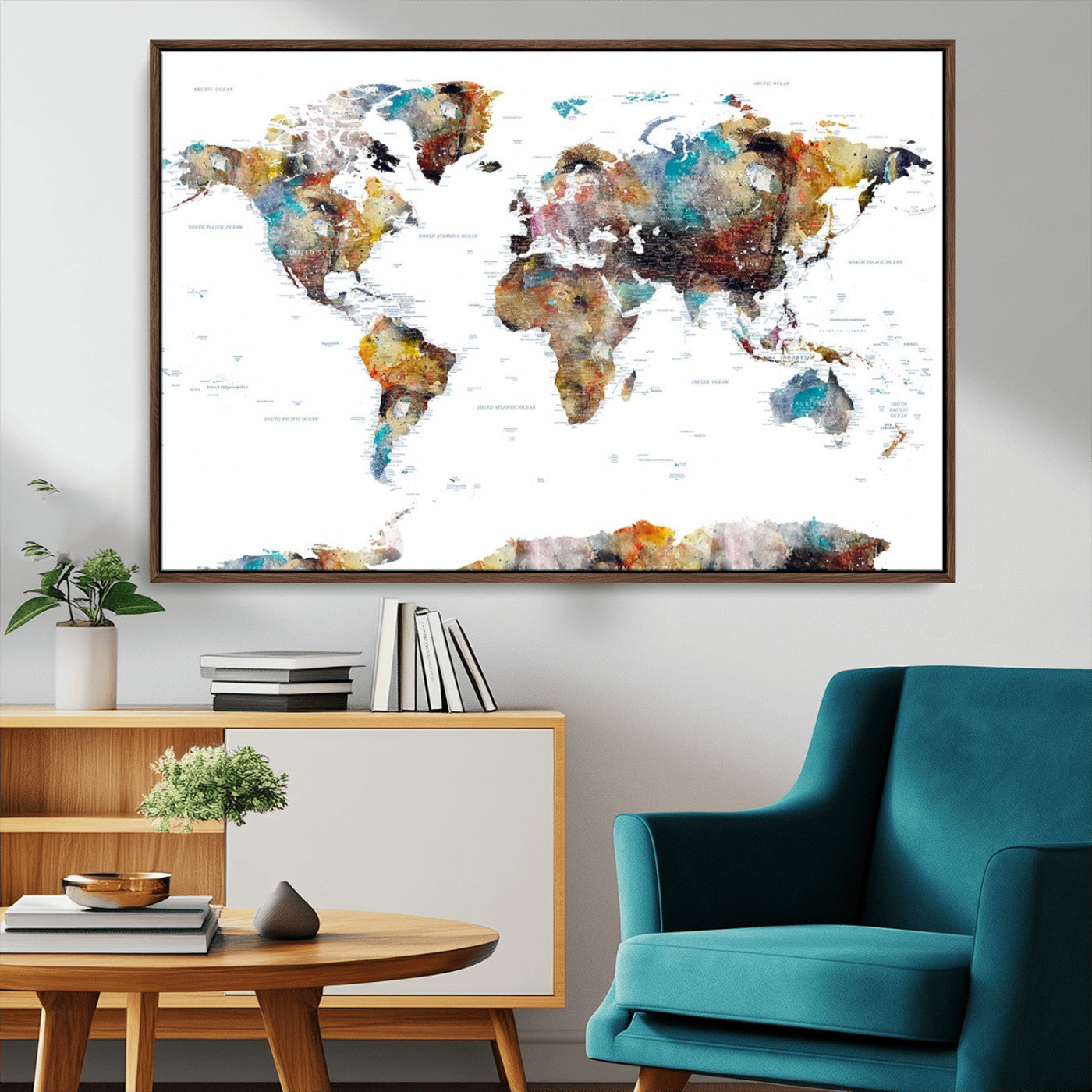MGV-FC-36X24 - Push Pin World Map Canvas Print – Framed Wall Art for Couples to Track Their Travels – Anniversary