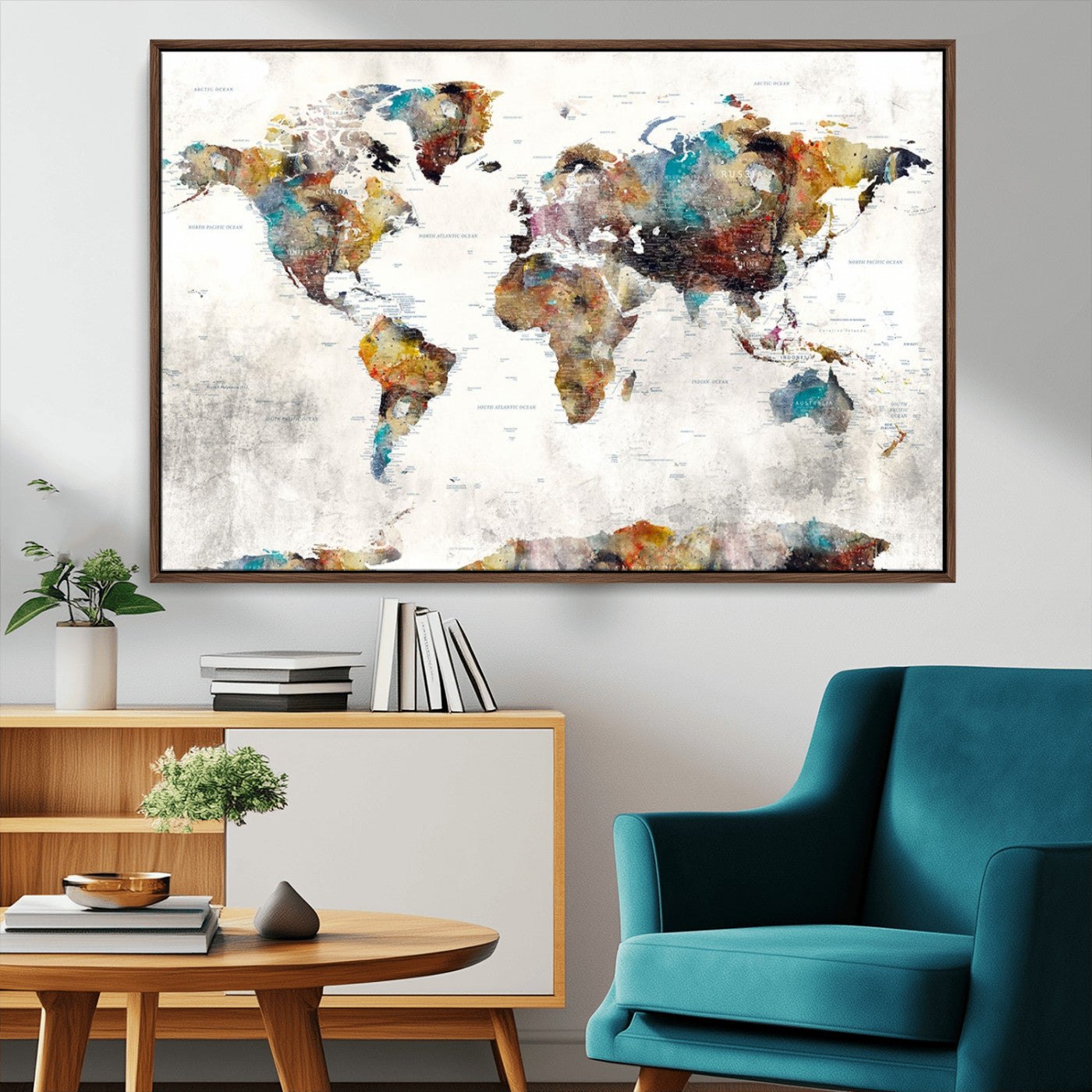 MGV-FC-36X24 - Push Pin World Map Canvas Print – Framed Wall Art for Couples to Track Their Travels – Anniversary