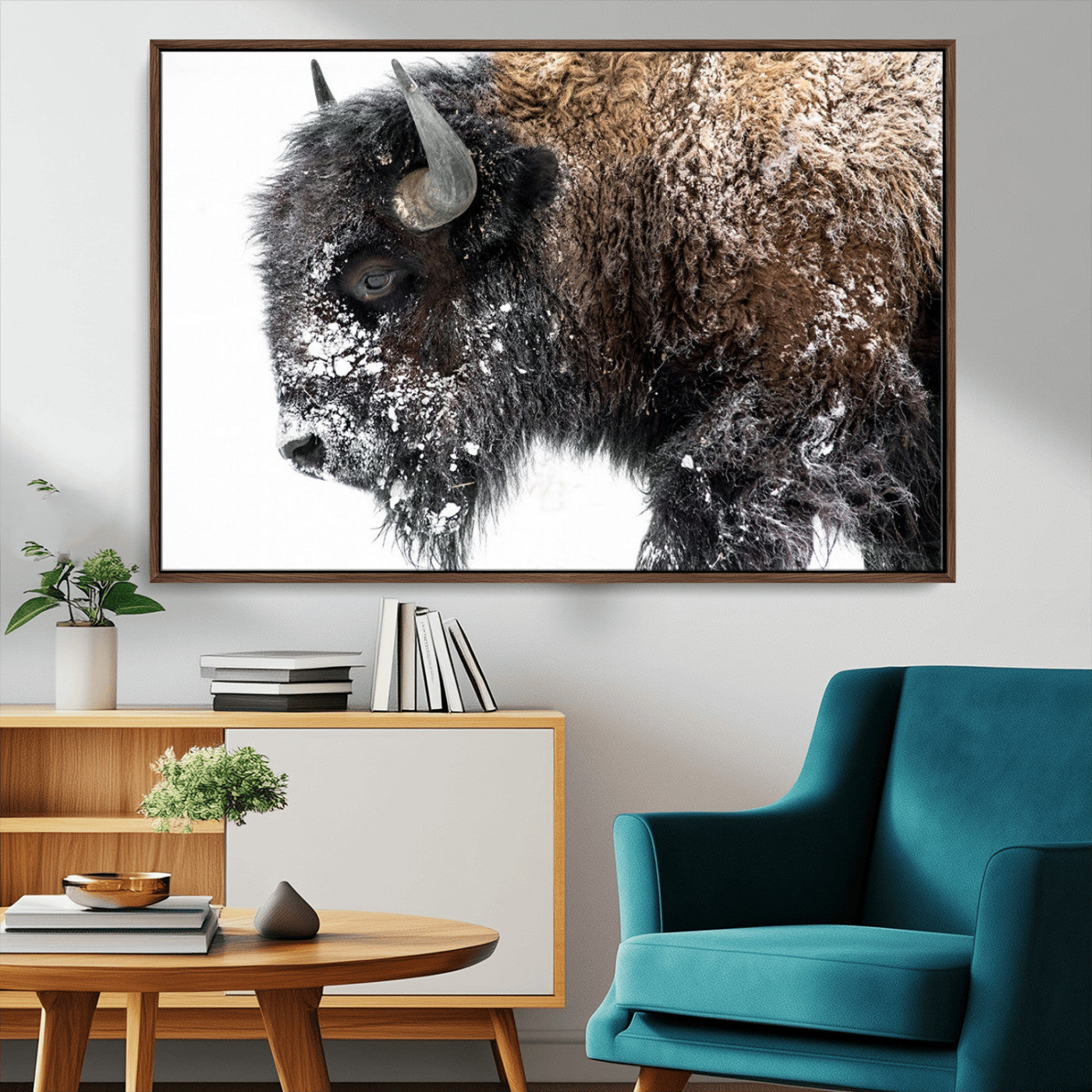 MGV-FC-36X24 - American Bison Wall Art Print | Buffalo Canvas Wall Art |  Framed and Ready to Hang Bison Print for Living Room or Office