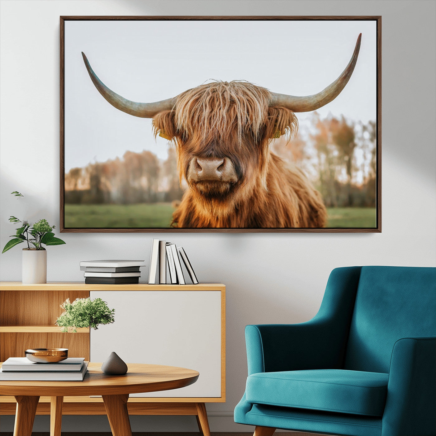 MGV-FC-36X24 - Highland Cow Animal Scottish Cattle Art Print Farmhouse Wall Art Canvas Print
