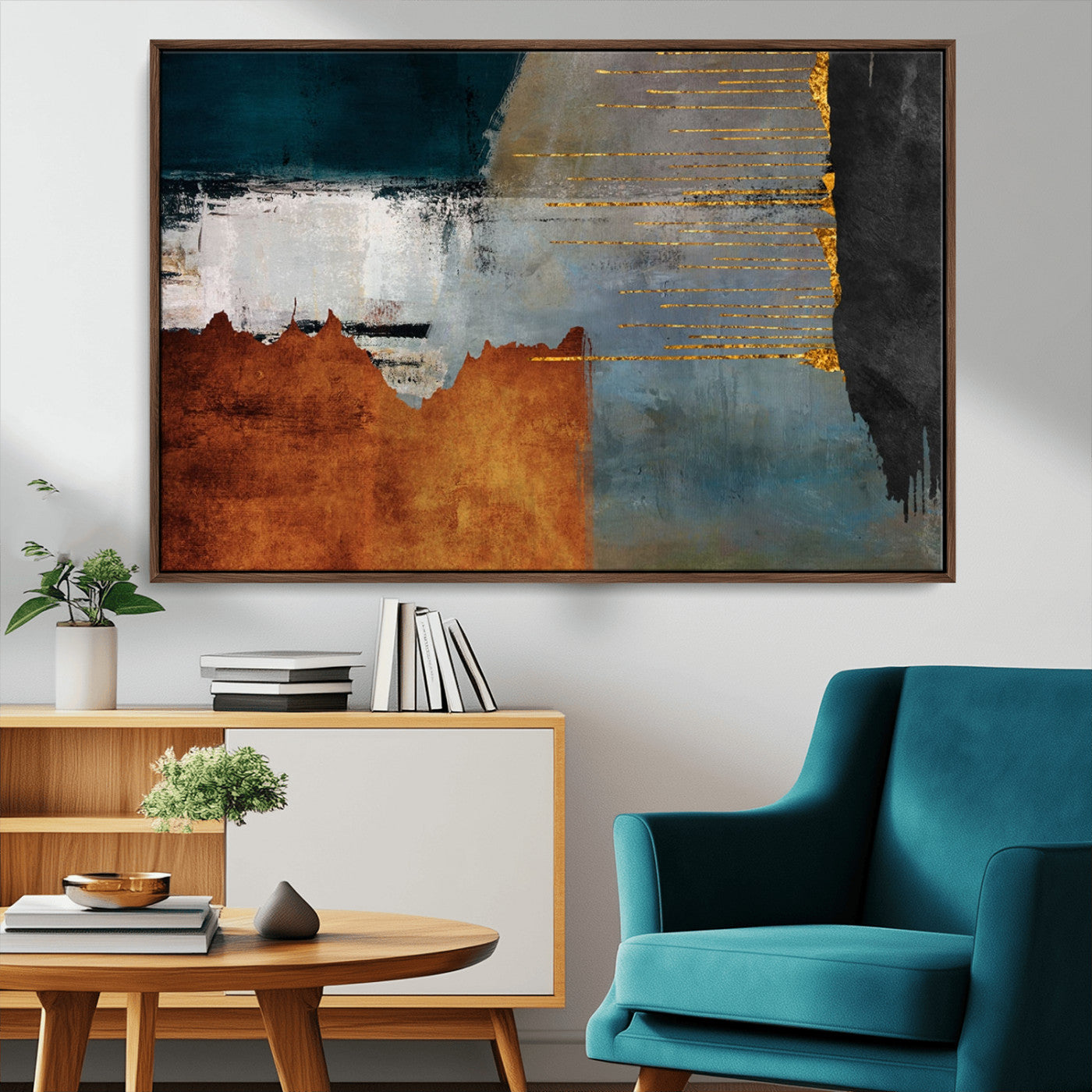 MGV-FC-36X24 - Modern Abstract Canvas Art Canvas Print - Framed and Ready to Hang Artwork for Contemporary Living Room or Office Decor