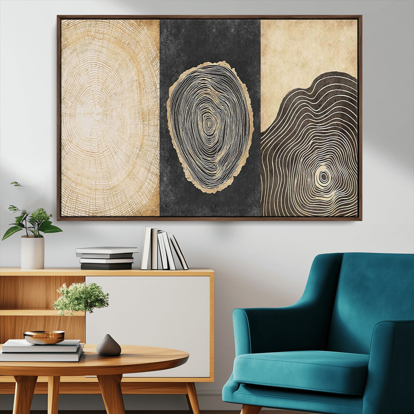 MGV-FC-36X24 - Tree Rings Canvas Wall Art Print – Minimalist Natural History in Modern Decor - Minimalist Boho Wall