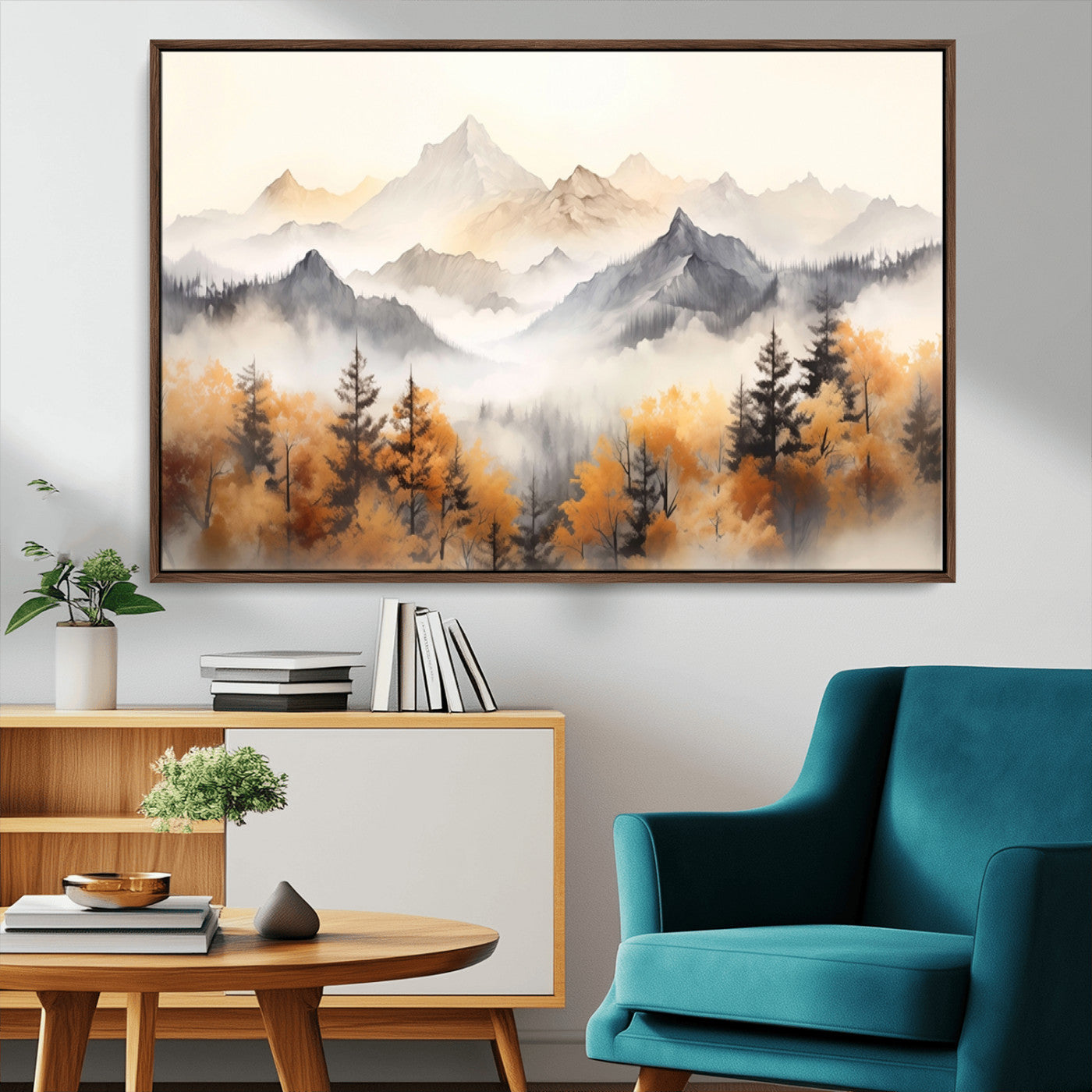 MGV-FC-36X24 - Abstract Mountain Wall Art | Misty Mountain Forest and Mountains Canvas Print for Living Room,