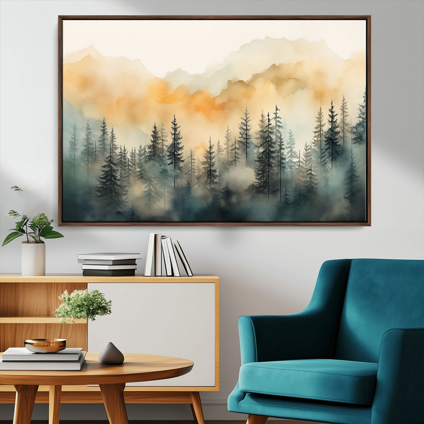 34155-MGV-CV-36X24-Abstract Forest Print - Mountain Wall Art | Autumn Landscape Canvas Print for Living Room, Bedroom, or Office | Large Wall Art Decor