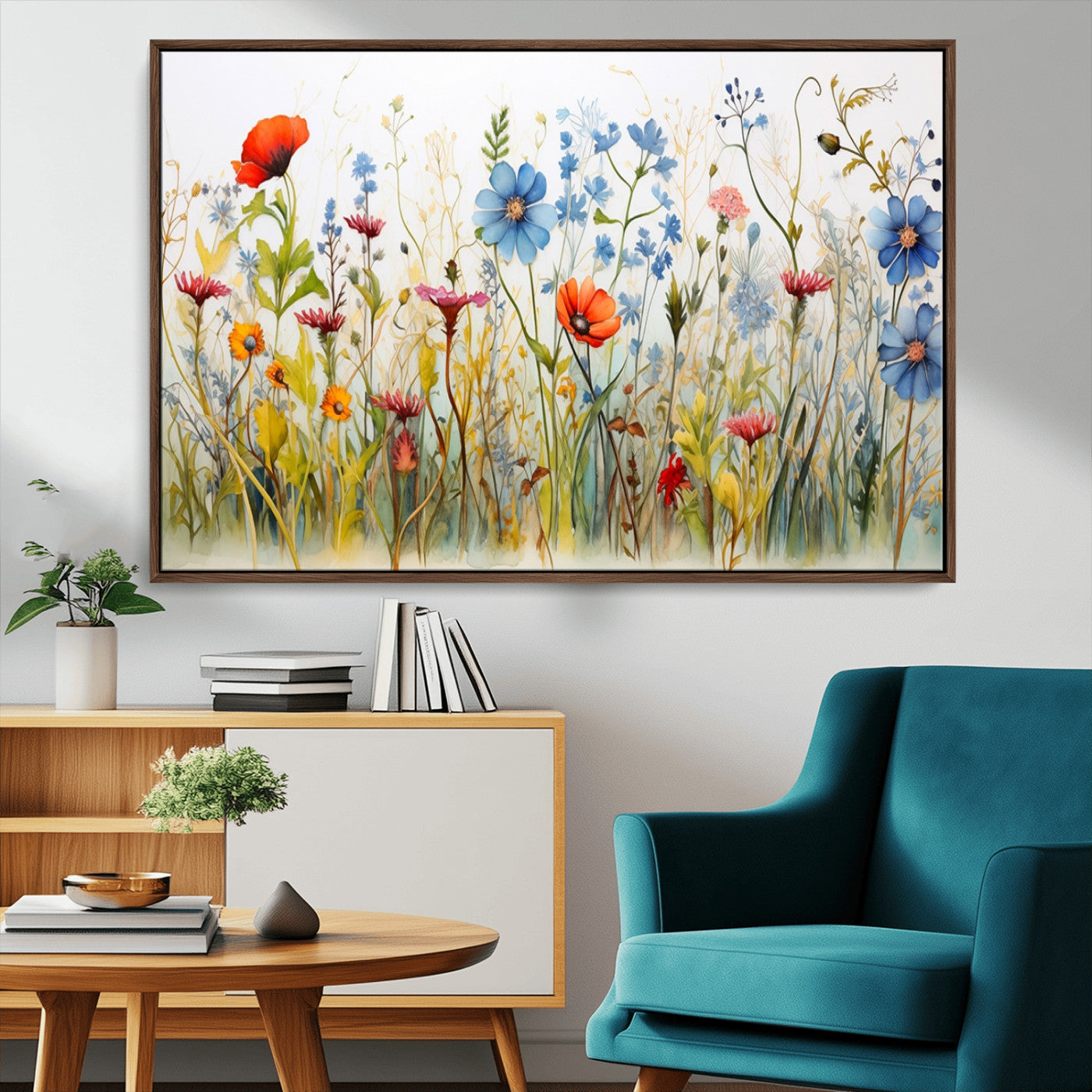 MGV-FC-36X24 - Colorful Wildflower Canvas Wall Art - Vibrant Floral Botanical Print, Bright Nature Decor for Living