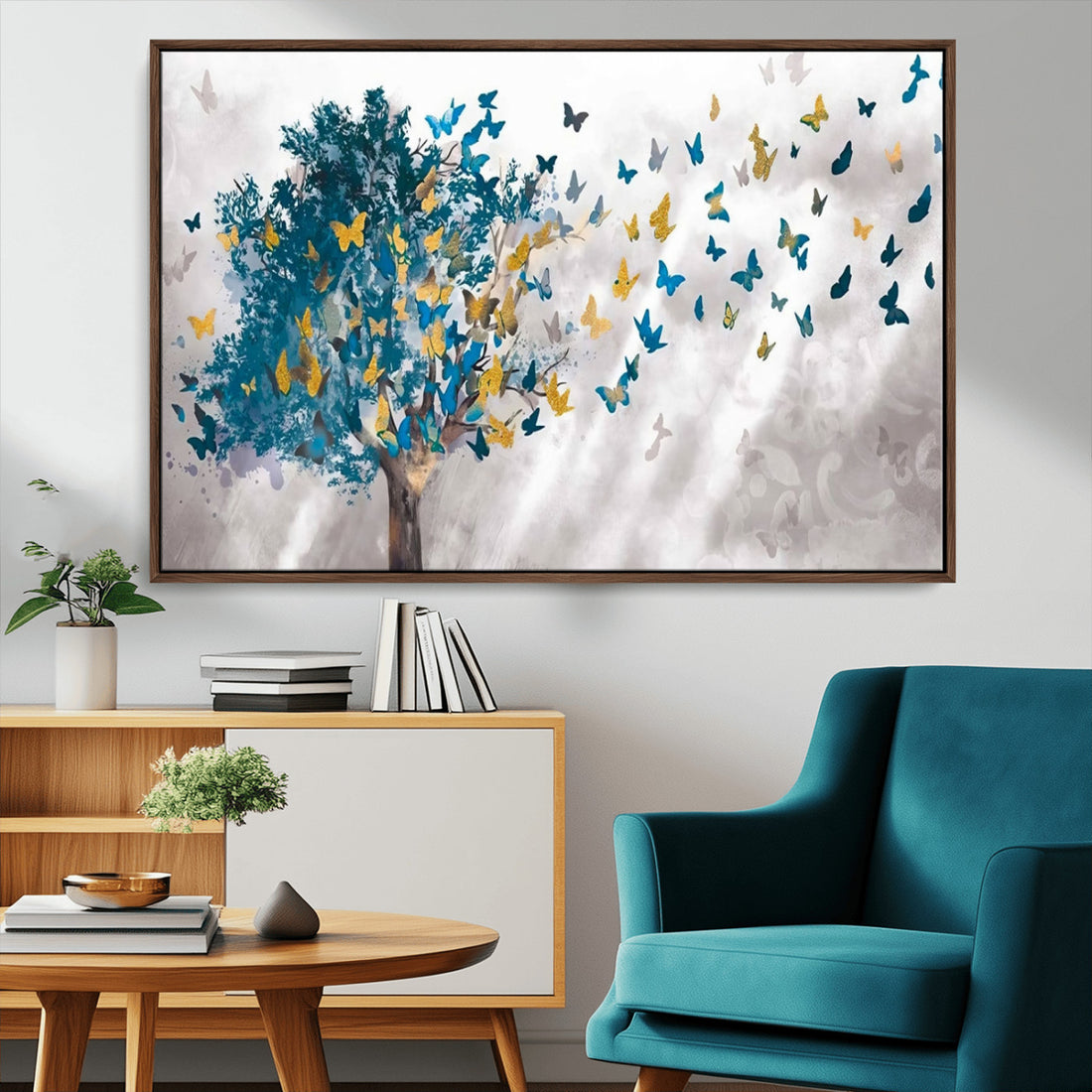 Tree Butterfly Abstract Tree and Butterfly Wall Art Canvas Print