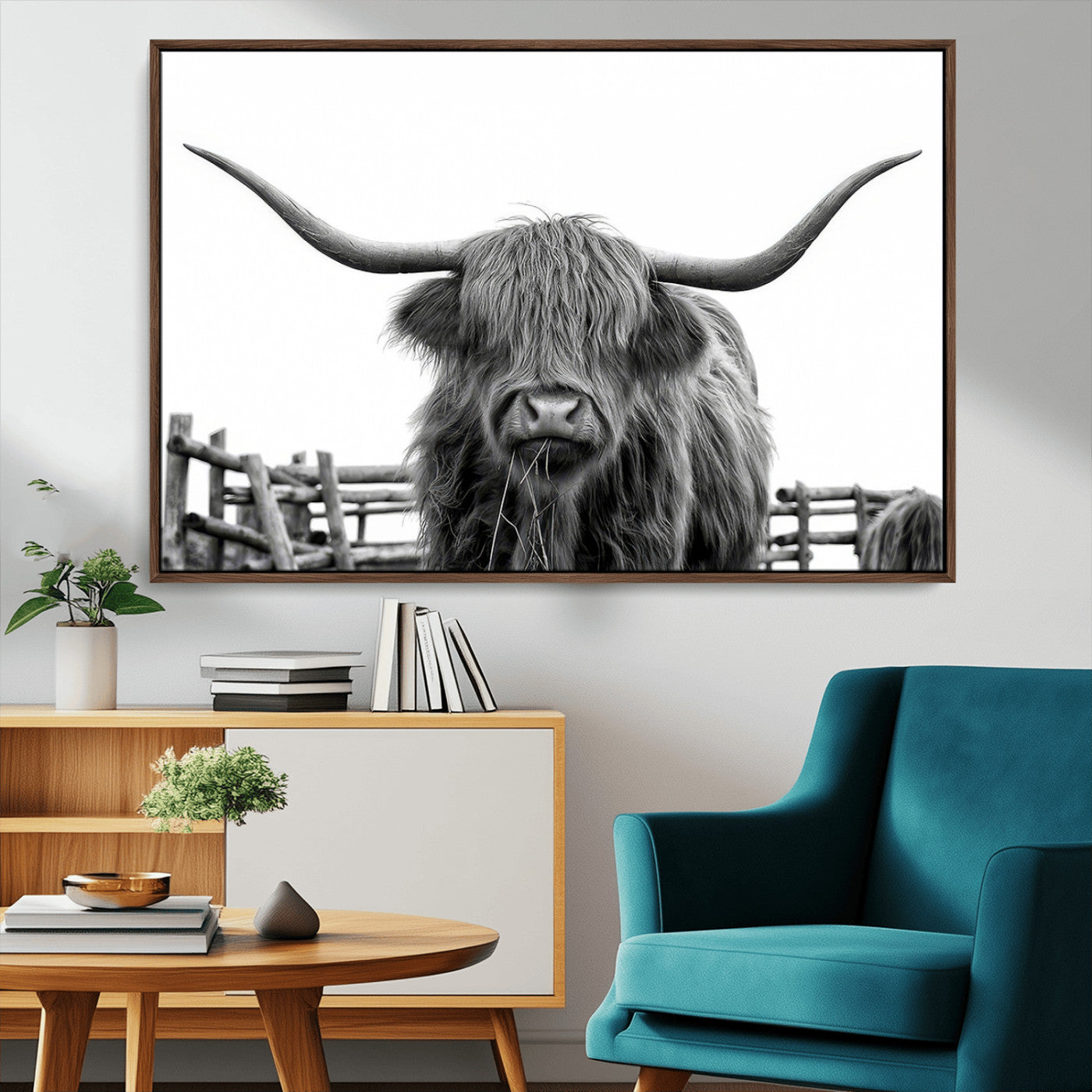 -Longhorn Canvas Print, Bighorn Cow Wall Art Canvas Print