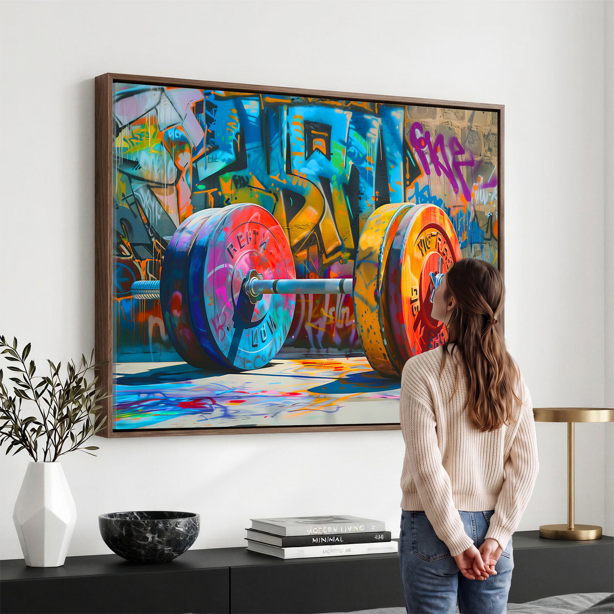 70871-MGV-CV-36X24 - Fitness Gym Barbell Graffiti Wall Art Canvas Print