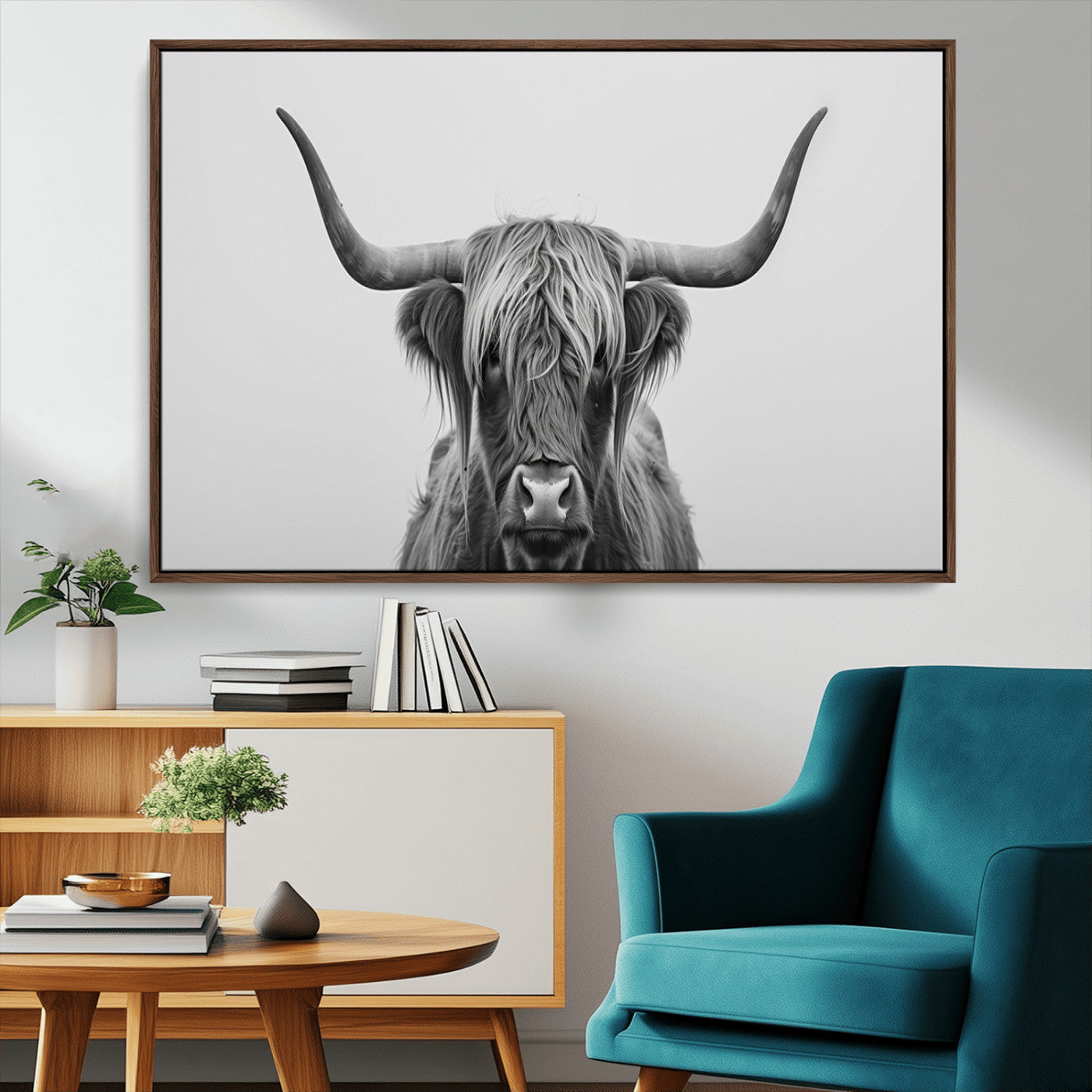 -Farmhouse Longhorn Wall Art Canvas Print, Longhorn Texas Wall Art Canvas Print
