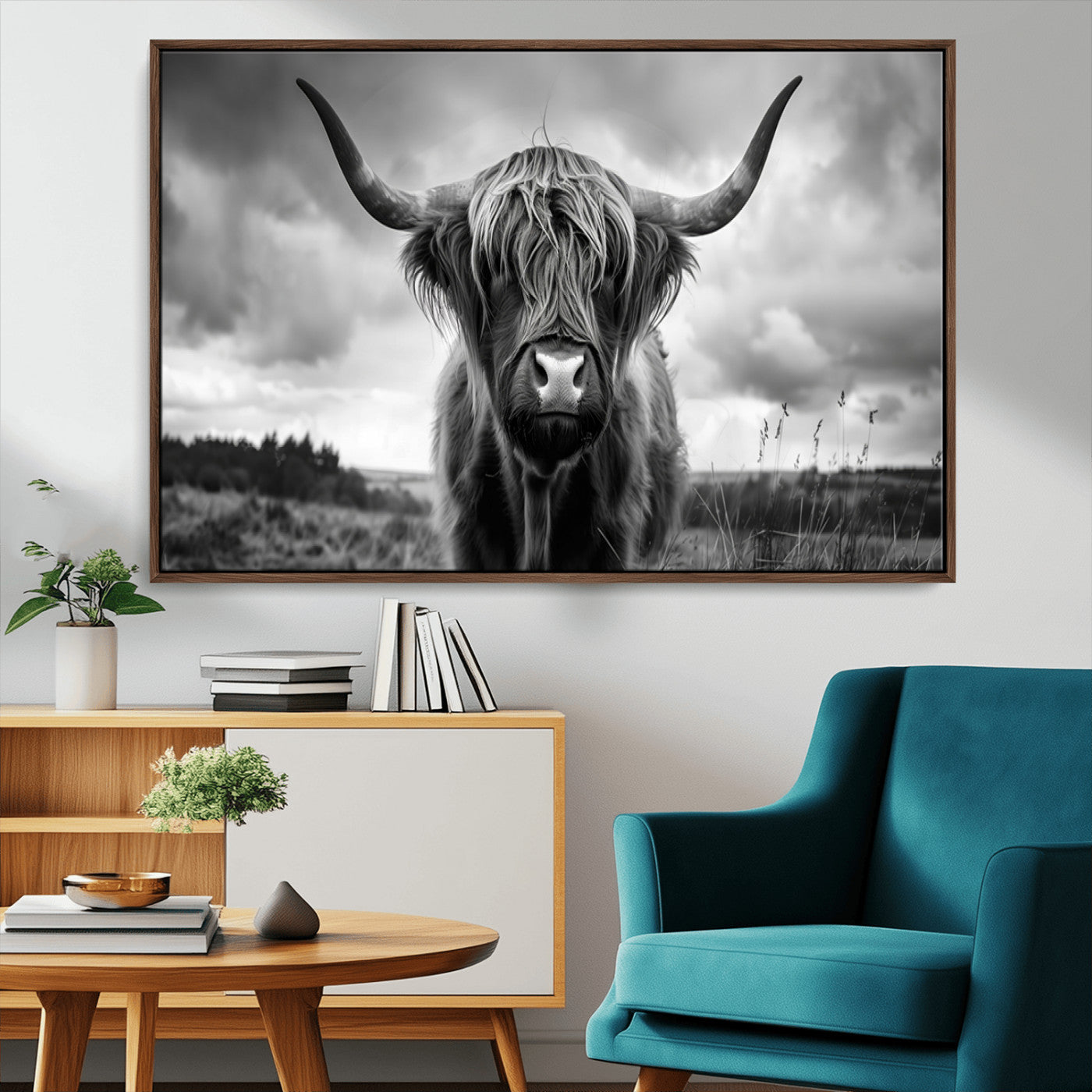 -Scottish Cow Wall Art Canvas Print | Longhorn Wall Art | Bighorn Animal Wall Art