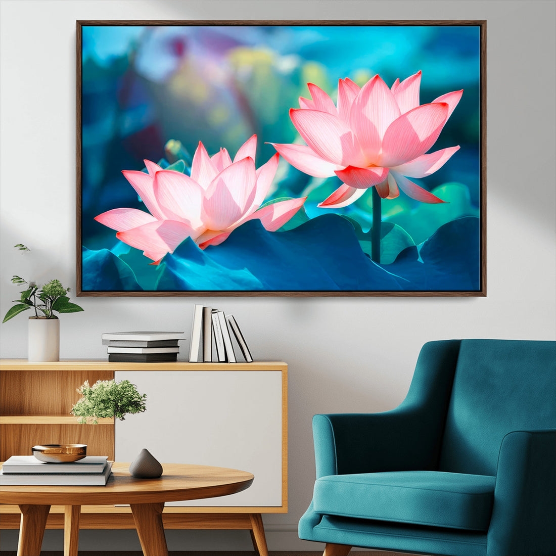Pink Lotus Flower Canvas Wall Art | Vibrant Floral Wall Decor