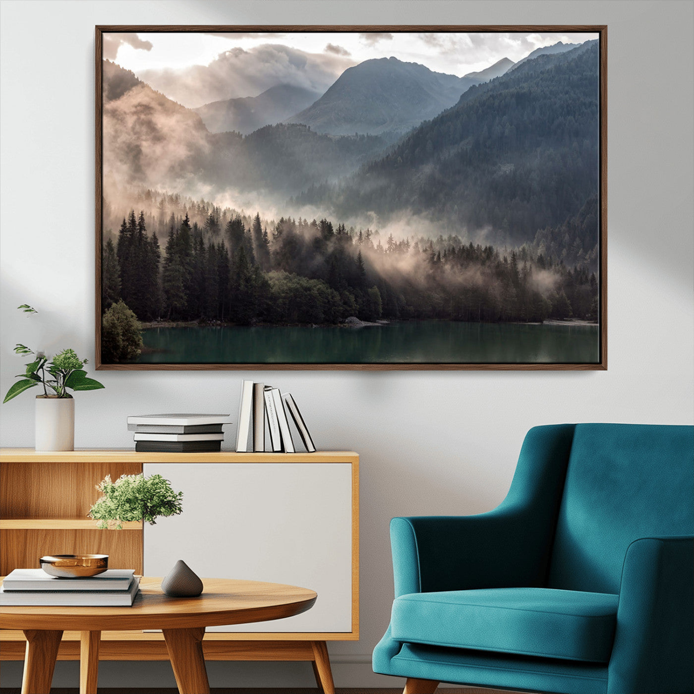 MGV-FC-36X24 - Foggy Mountain Canvas Print Forest Wall Art