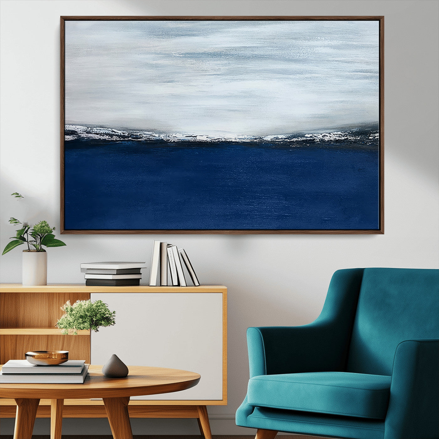 MGV-FC-36X24 - Navy Blue Abstract Wall Art Canvas Print