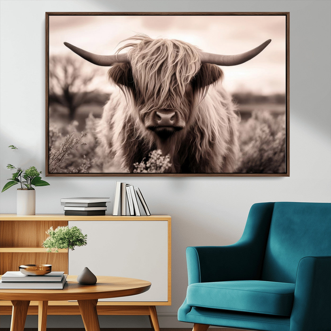 MGV-FC-36X24 - Scottish Cow Longhorn Wall Art Canvas Print