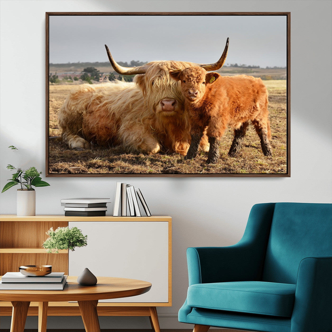 MGV-FC-36X24 - Highland Cow Canvas Wall Art Animal Print for Farm House Decor