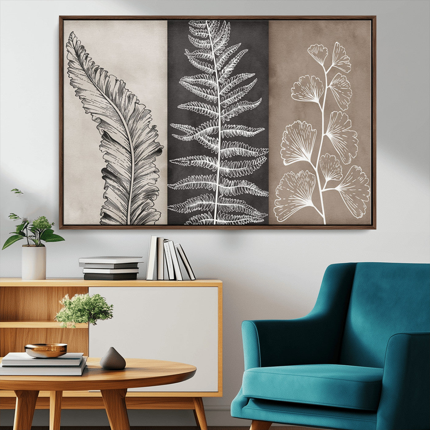 MGV-FC-36X24 - Minimalist Botanical Wall Art Canvas Print, Framed and Ready to Hang - Nature Art Print for Home
