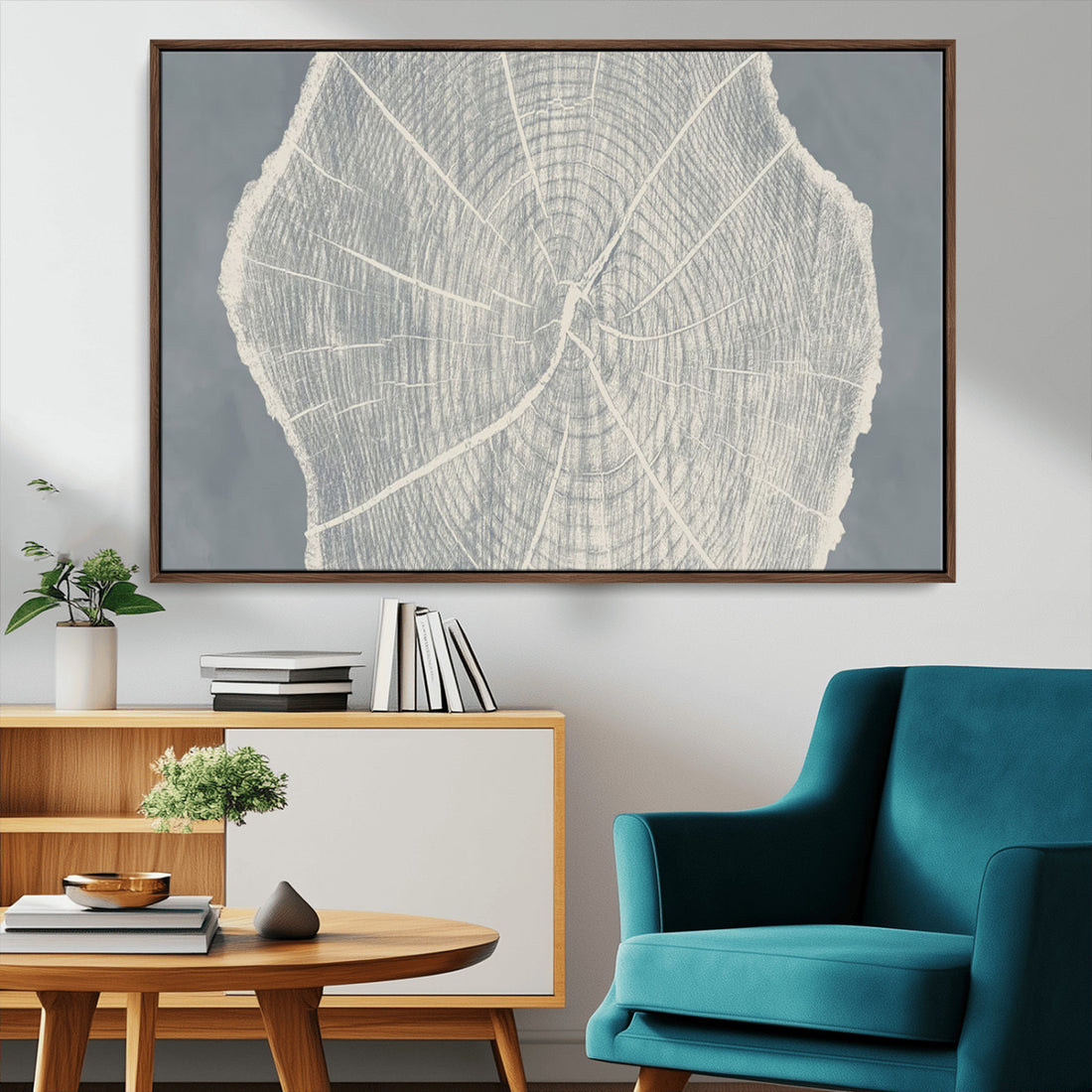Abstract Tree Ring Wall Art Canvas Print, Framed and Ready to Hang