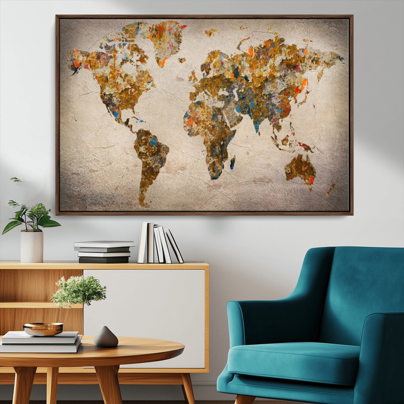 MGV-FC-36X24 - Push Pin World Map Canvas Print – Framed Wall Art for Couples to Track Their Travels – Anniversary