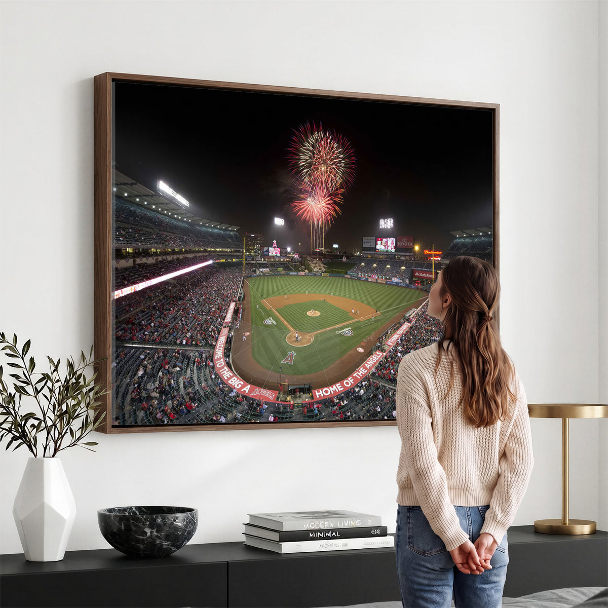 63592-MGV-CV-36X24 - Angel Stadium in Los Angeles Stadium Wall Art Canvas Print