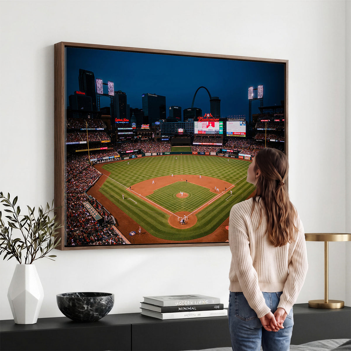38612-MGV-CV-36X24 - St. Louis Cardinals Baseball Team Print - Busch Stadium Wall Art