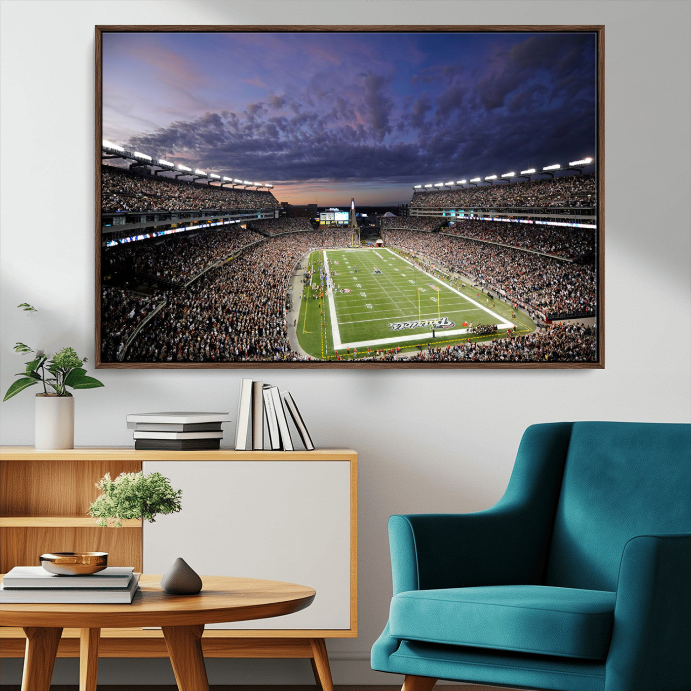 MGV-FC-36X24 - New England Patriots Football Team Print - Foxborough Gillette Stadium Wall Art Canvas Print