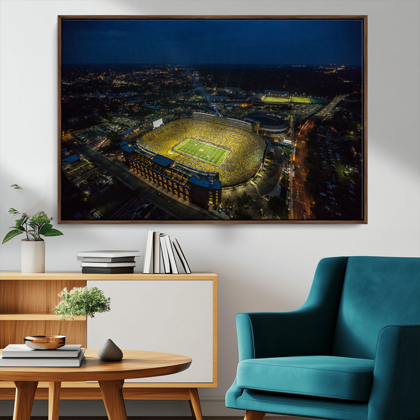 MGV-FC-36X24 - Michigan Wolverines Football Team Print - Michigan Stadium Wall Art Canvas Print
