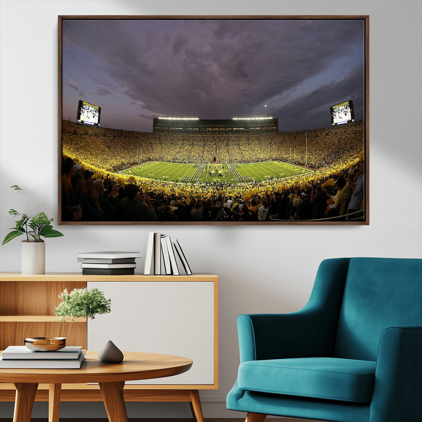 MGV-FC-36X24 - Michigan Wolverines Football Team Print - Michigan Stadium Wall Art Canvas Print