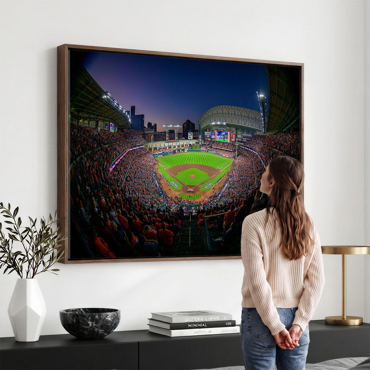 44322-MGV-CV-36X24 - Houston Astros Baseball Print Canvas, Houston Minute Maid Park Stadium Wall Art