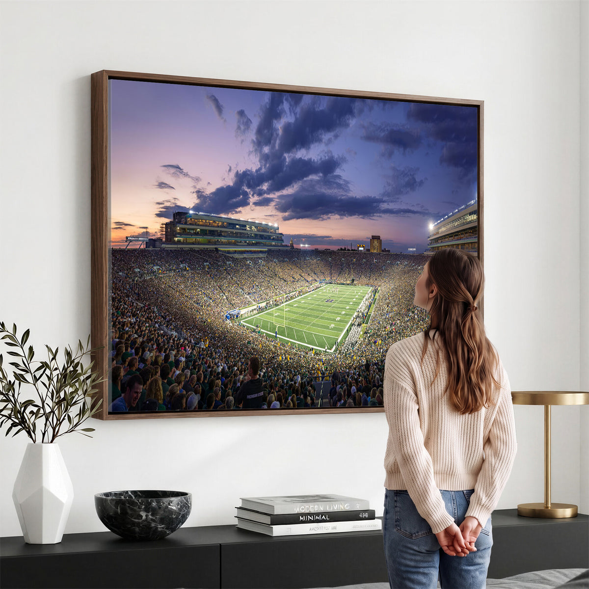 50825-MGV-CV-36X24 - Notre Dame Fighting Irish Football Team Print, Notre Dame Stadium Wall Art Canvas Print