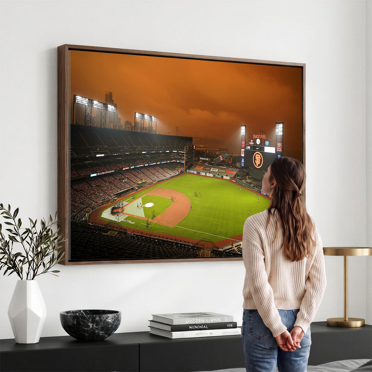 31315-MGV-CV-36X24 - San Francisco Giants Baseball Team Print, Oracle Park Stadium Wall Art Canvas Print
