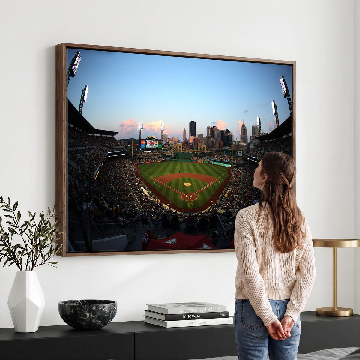 67670-MGV-CV-36X24 - PNC Park Evening Game Triple Canvas Wall Art | Pittsburgh Pirates MLB Stadium