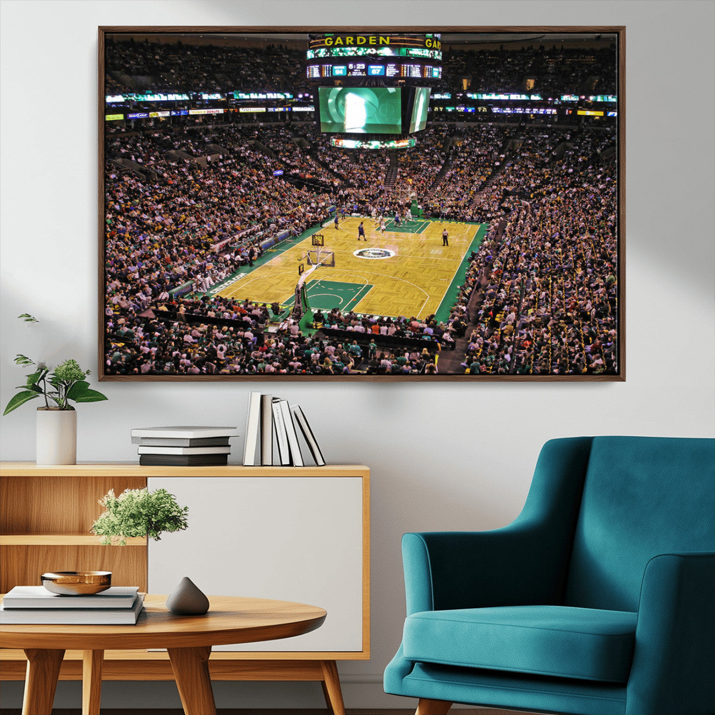 -TD Garden Basketball Canvas Wall Art - Boston Celtics Live Action - Framed - Ready to Hang