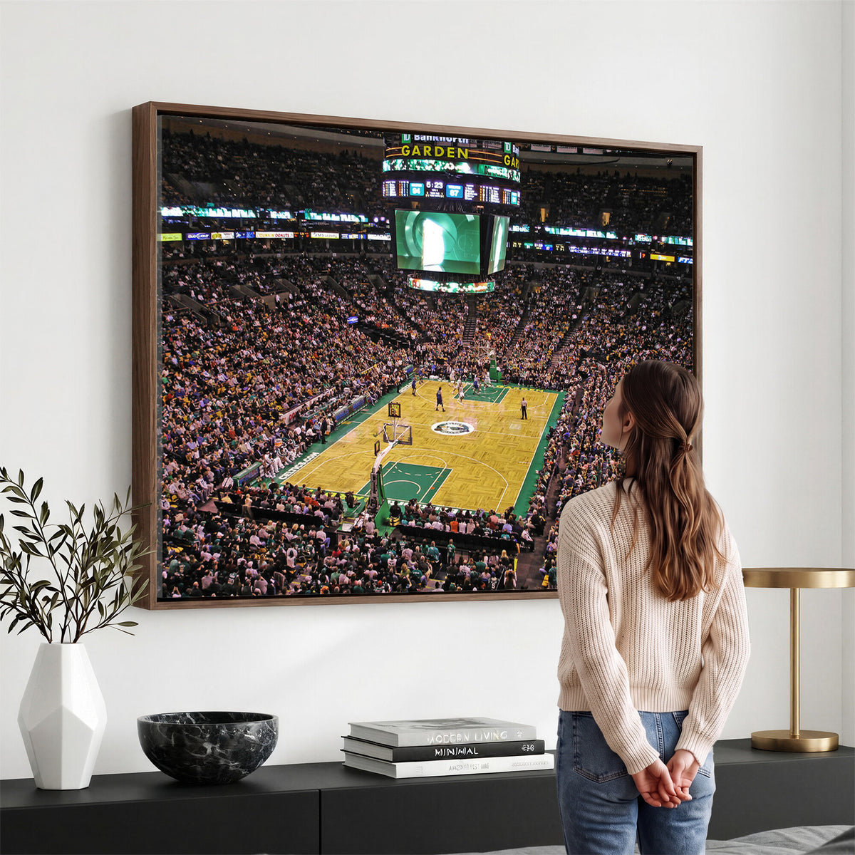 21705-MGV-CV-36X24 - TD Garden Basketball Canvas Wall Art | Boston Celtics Live Action