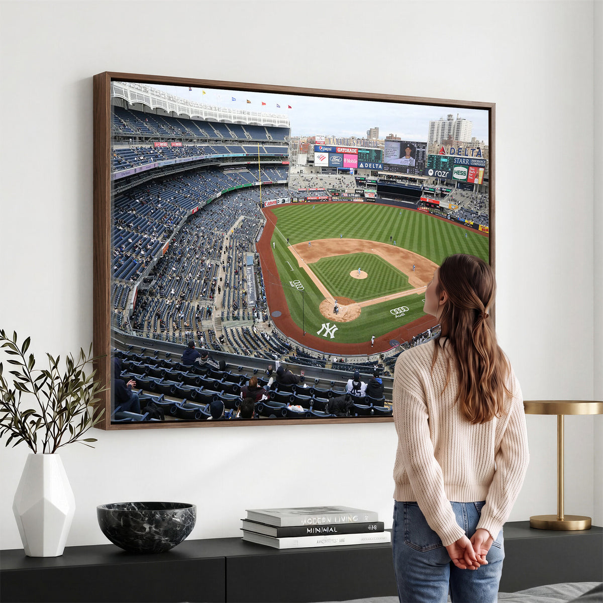 45784-MGV-CV-36X24 - New York Yankees Baseball Team Print, Yankee Stadium Wall Art Canvas Print