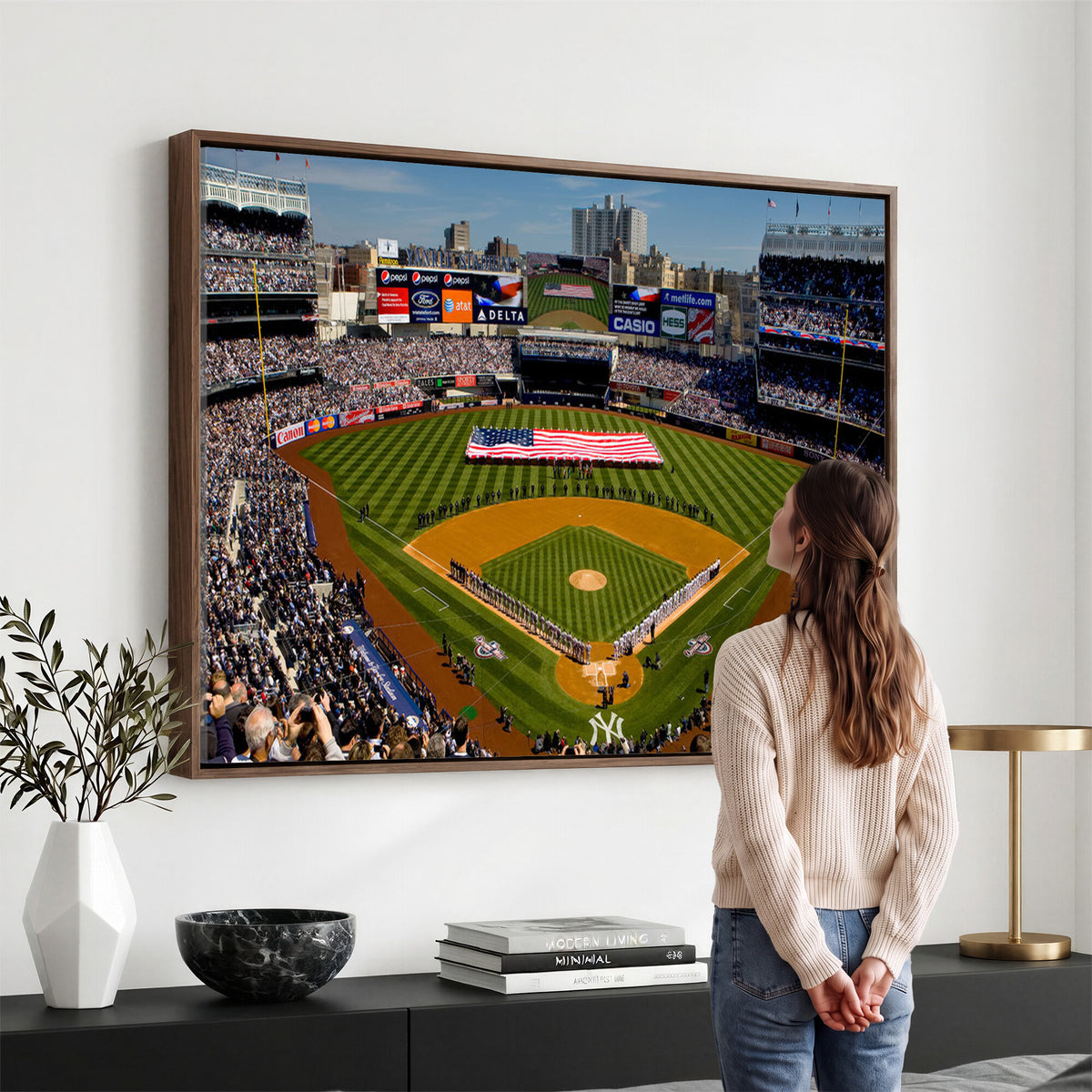 20879-MGV-CV-36X24 - Yankee Stadium New York Wall Art Print | 3-Panel Canvas Print of Yankees Baseball Stadium