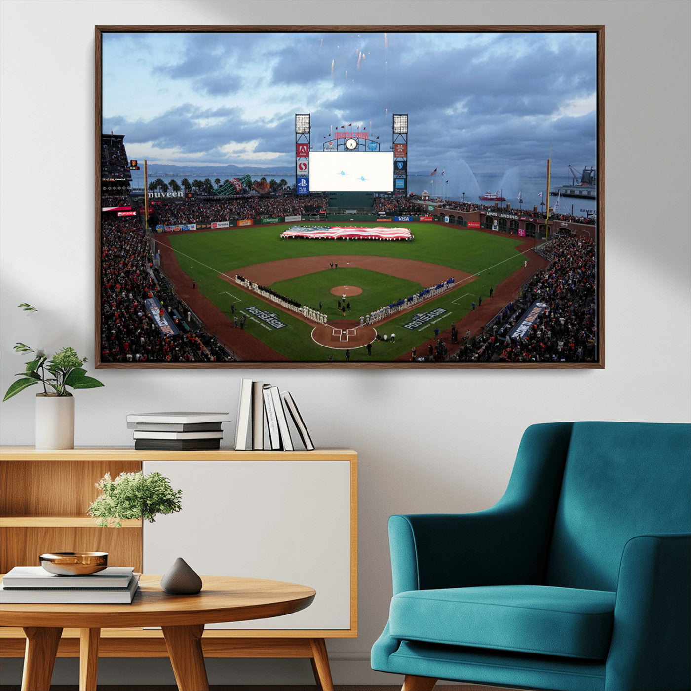 MGV-FC-36X24 - Oracle Park San Francisco Giants Wall Art | 3-Panel Canvas Print of Oracle Park Stadium | Large Framed Baseball Wall Decor | Ready-to-Hang MLB Canvas Print