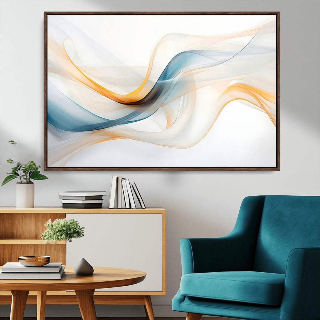 Decorative Turquoise Abstract Wave Wall Art Canvas Print