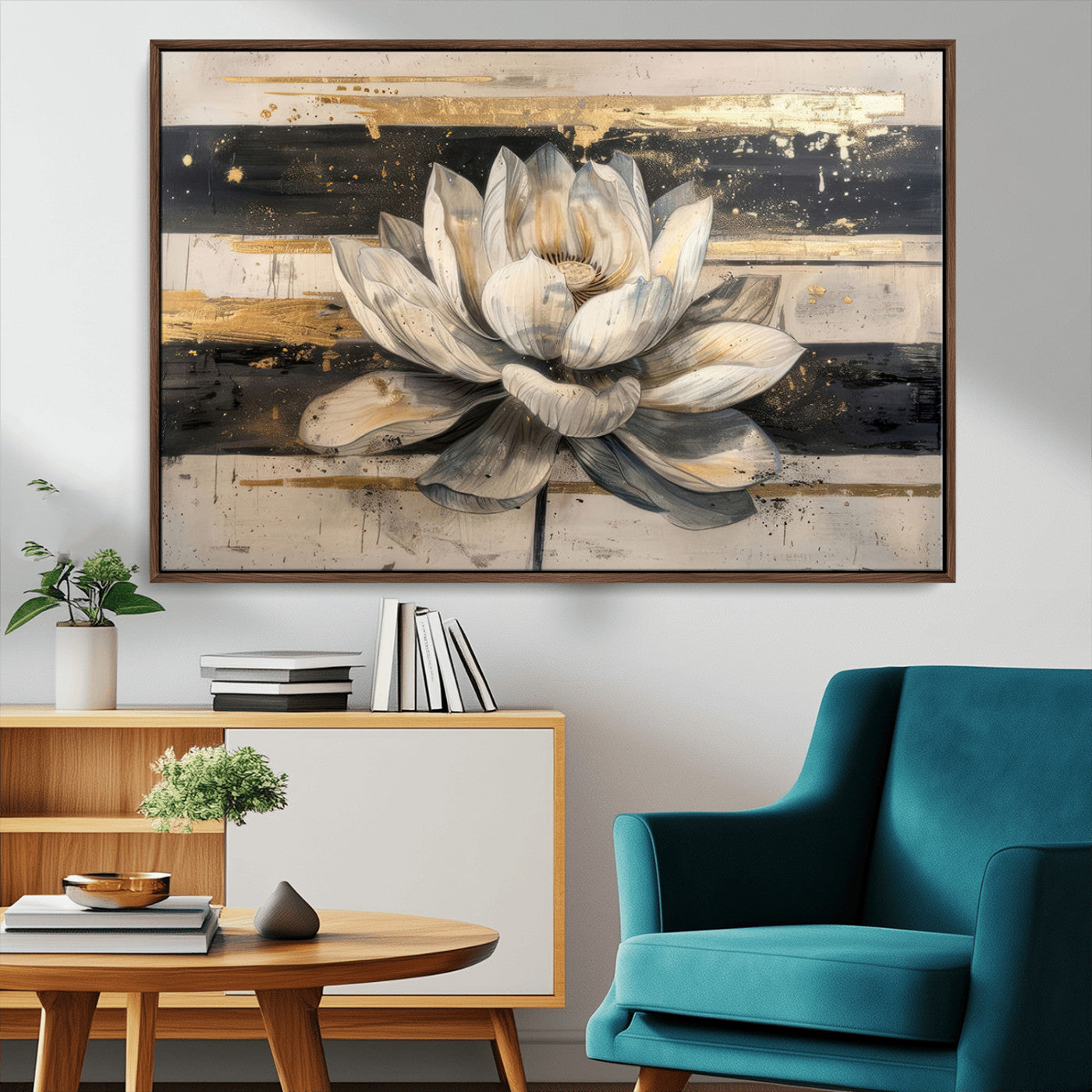 MGV-FC-36X24 - Abstract Lotus Flower Wall Art Canvas Print, Meditation Yoga Room Wall Art