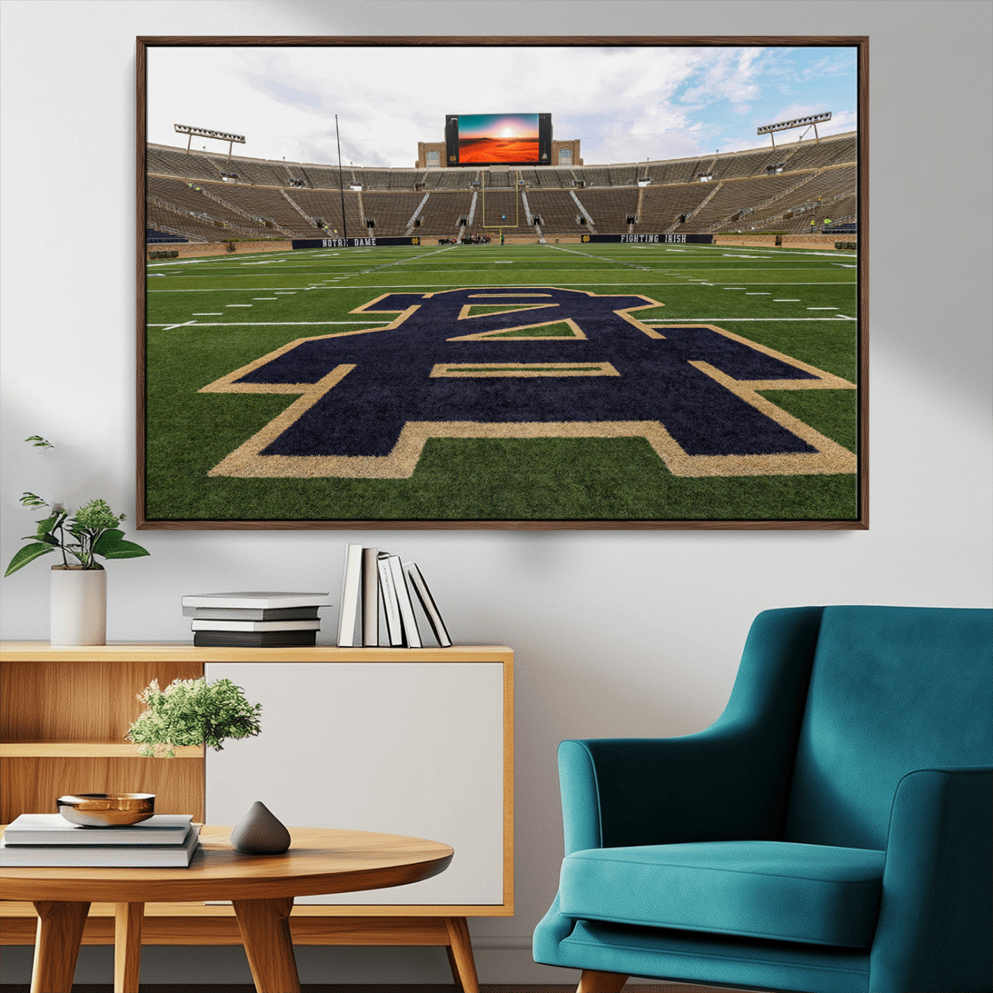 MGV-FC-36X24 - Notre Dame Stadium Giclee Canvas Print | Triptych Wall Art Featuring Iconic Notre Dame Football Field | Ready-to-Hang Sports Stadium Decor