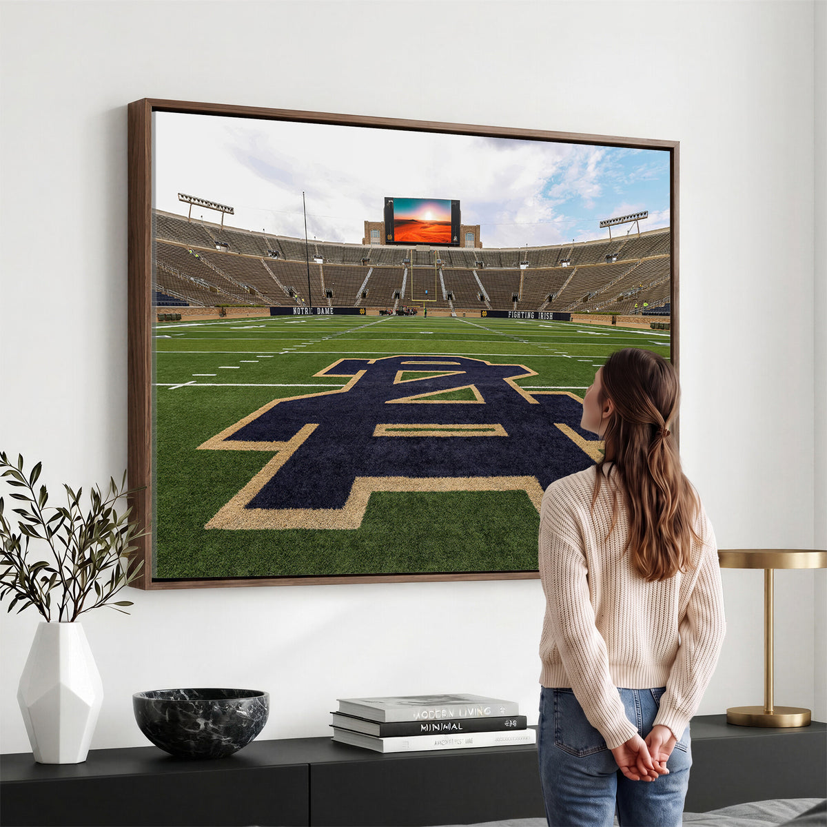 52835-MGV-CV-36X24 - Notre Dame Stadium Giclee Canvas Print | Triptych Wall Art Featuring Iconic Notre Dame Football