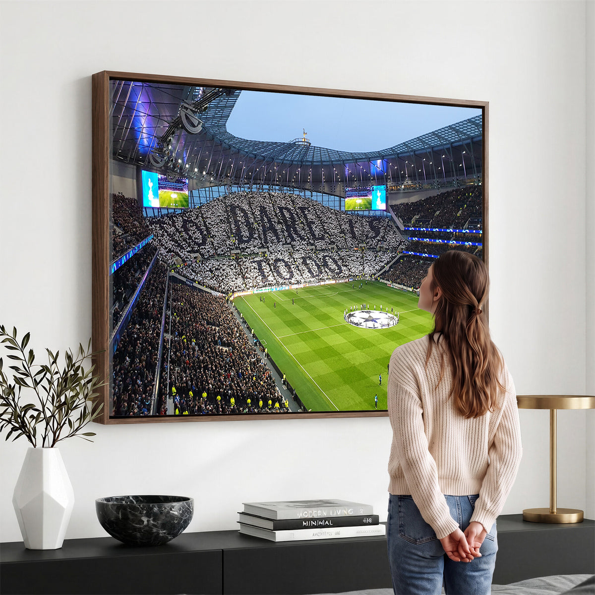 38765-MGV-CV-36X24 - Tottenham Hotspur Stadium Canvas Print, Match Day Triple Canvas Wall Art