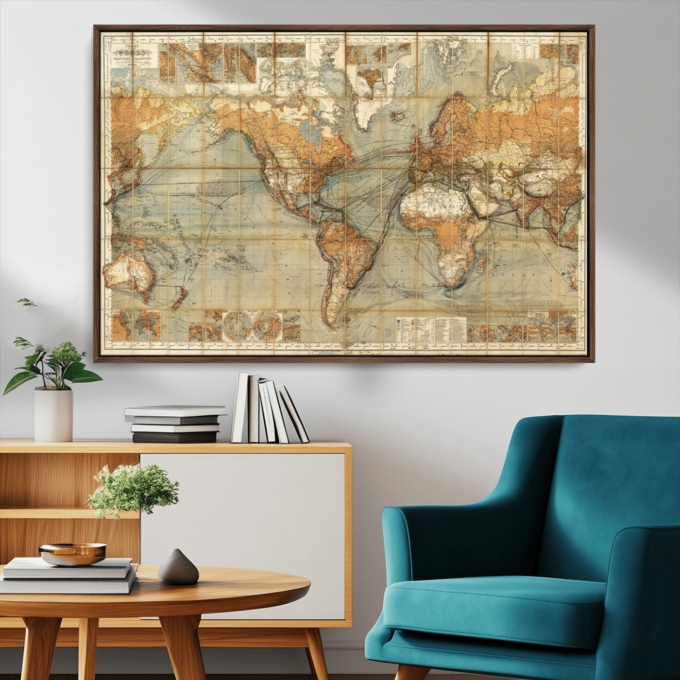 MGV-FC-36X24 - Push Pin World Map Canvas Print – Framed Wall Art for Couples to Track Their Travels – Anniversary