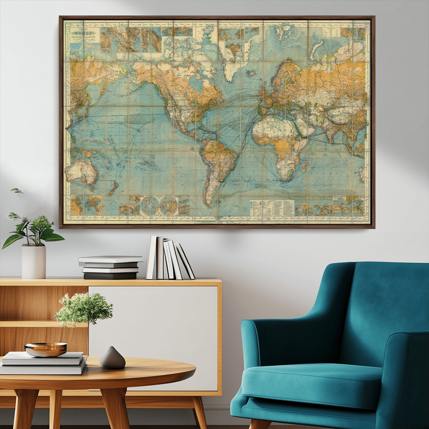 MGV-FC-36X24 - Push Pin World Map Canvas Print – Framed Wall Art for Couples to Track Their Travels – Anniversary