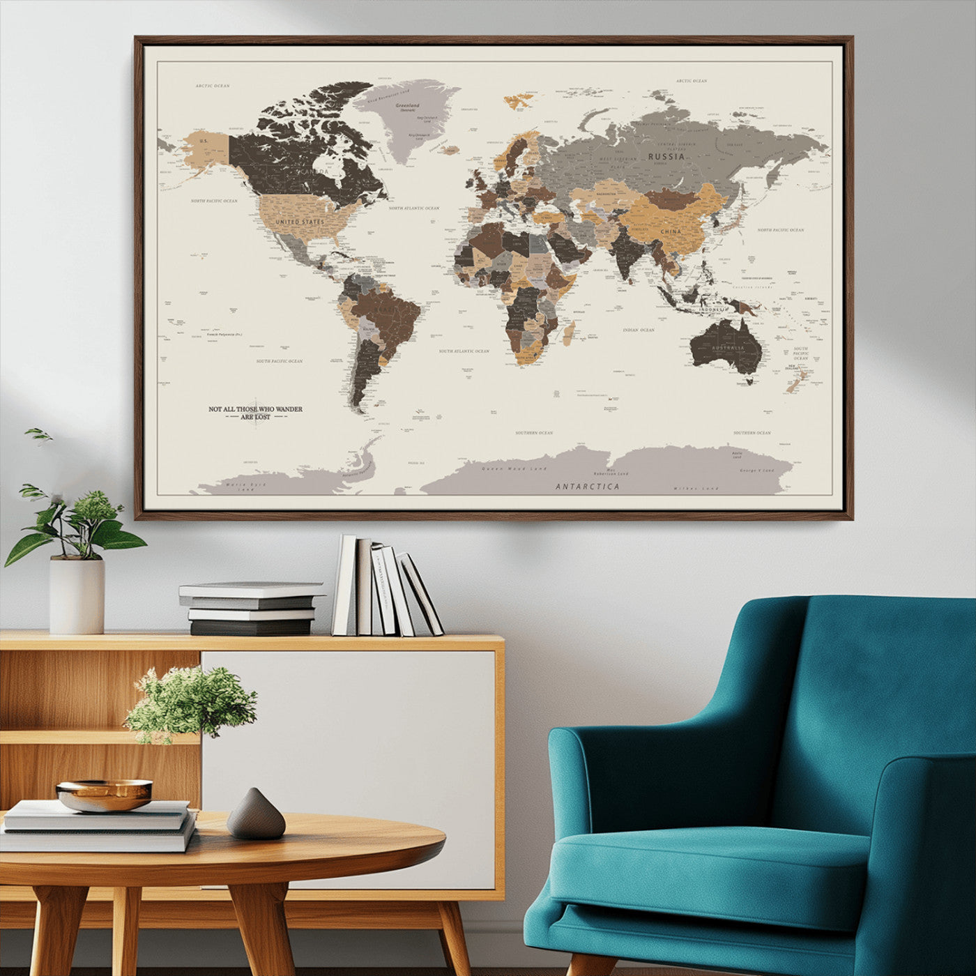 MGV-FC-36X24 - Push Pin World Map Canvas Print – Framed Wall Art for Couples to Track Their Travels – Anniversary