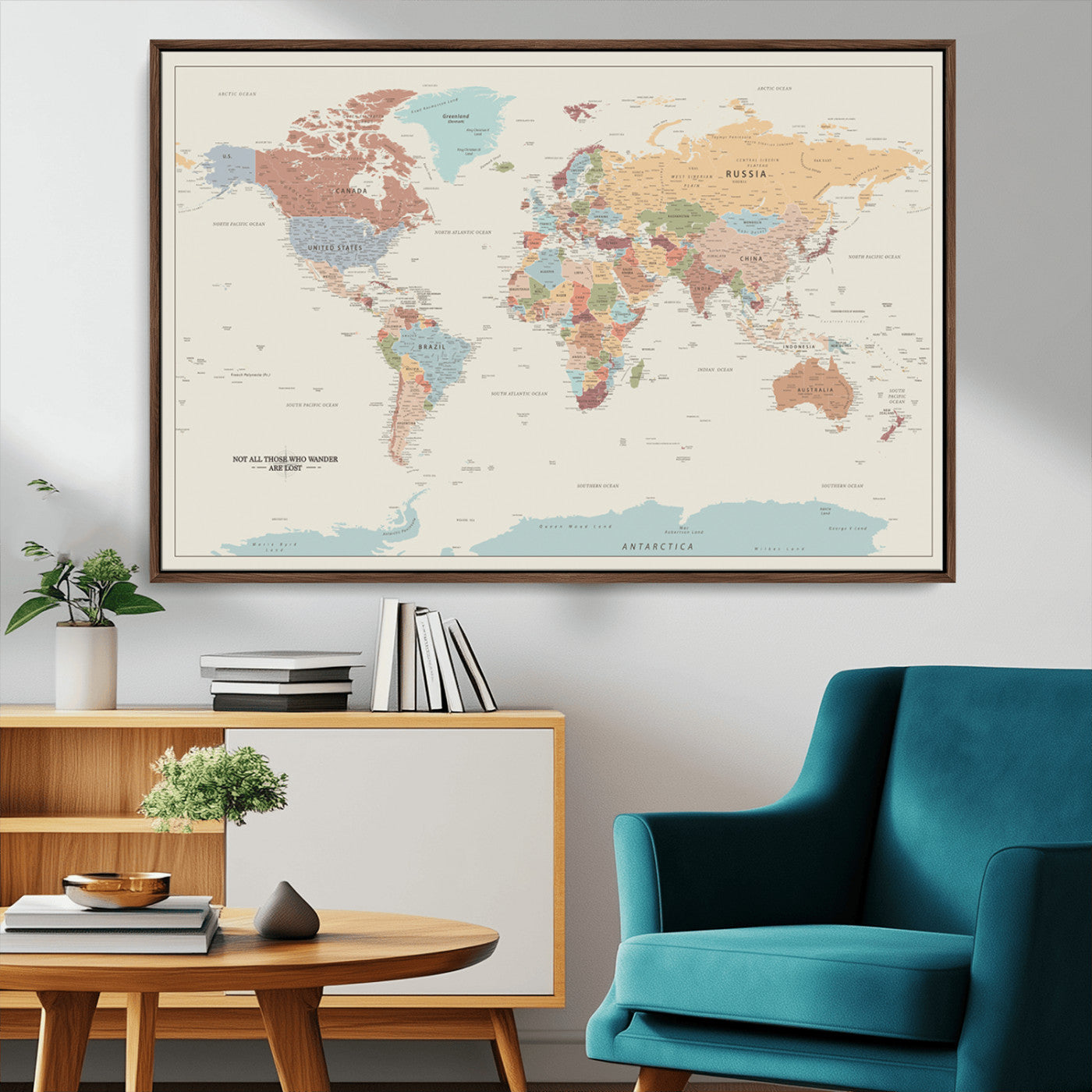 MGV-FC-36X24 - Push Pin World Map Canvas Print – Framed Wall Art for Couples to Track Their Travels – Anniversary
